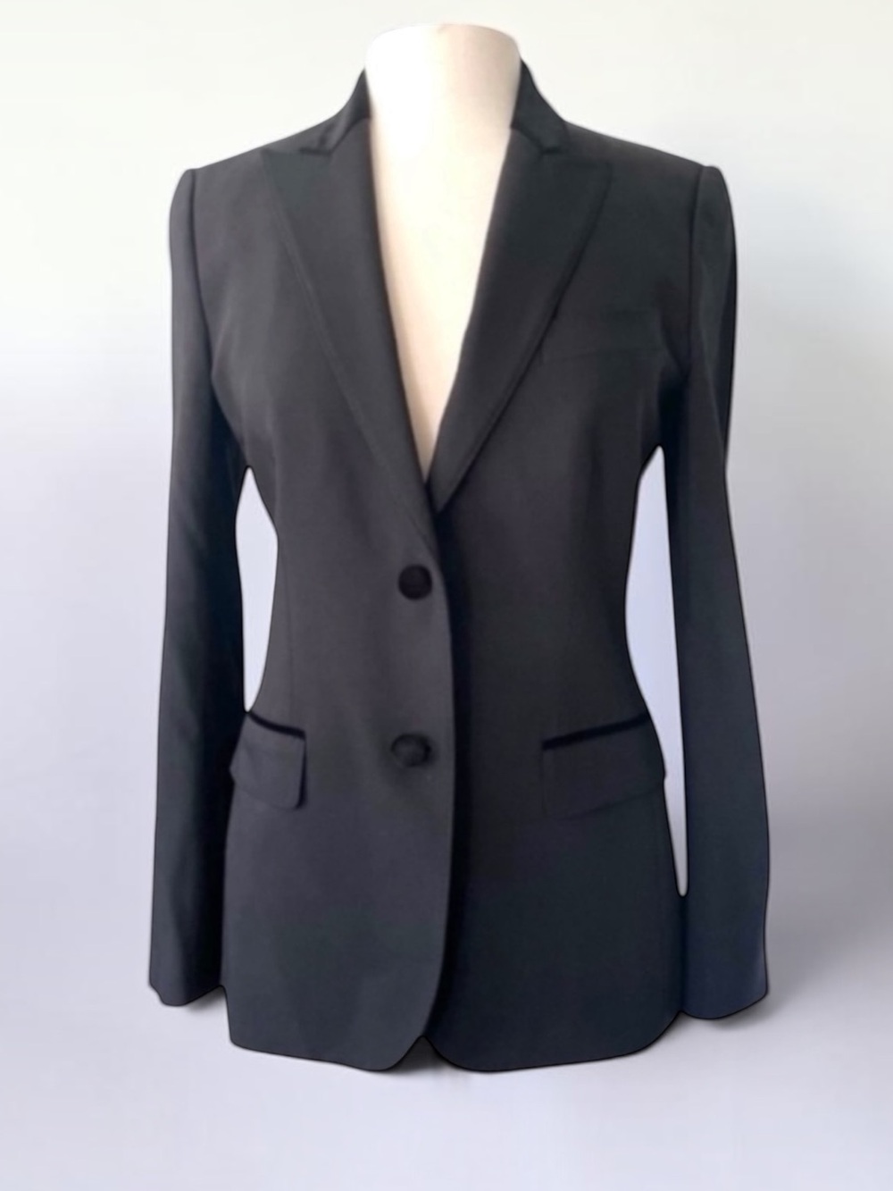 DOLCE & GABBANA SILK WOOL BLACK VELVET TRIM EVENING JACKET SIZE EU 42